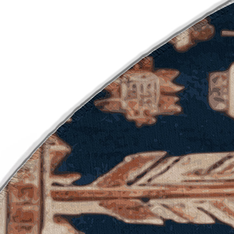 Tapis d'intérieur et d'extérieur brun Persian, Rond 5 pi