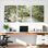 Roses blanches et jardin japonais, reproduction d'art sur toile tendue sur toile, ensemble de 3