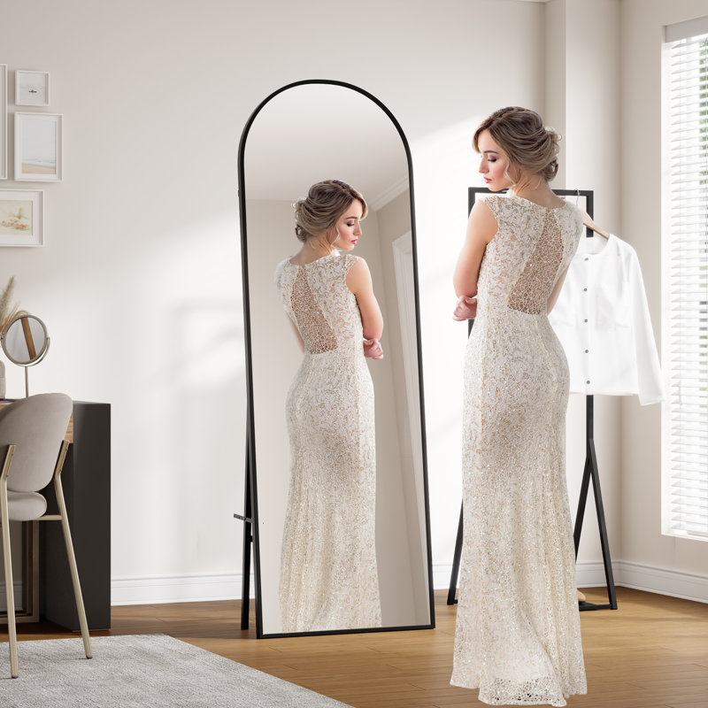 Miroir arqué pleine longueur 65 po x 22 po Miroir pleine grandeur à fixation au sol