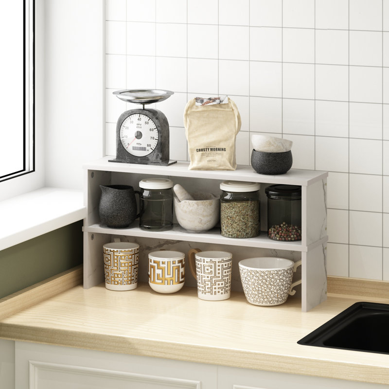 Bagdat Wood Kitchen Counter Stackable Organizer Shelf, 6.14" H x 23.62" W x 5.75" D