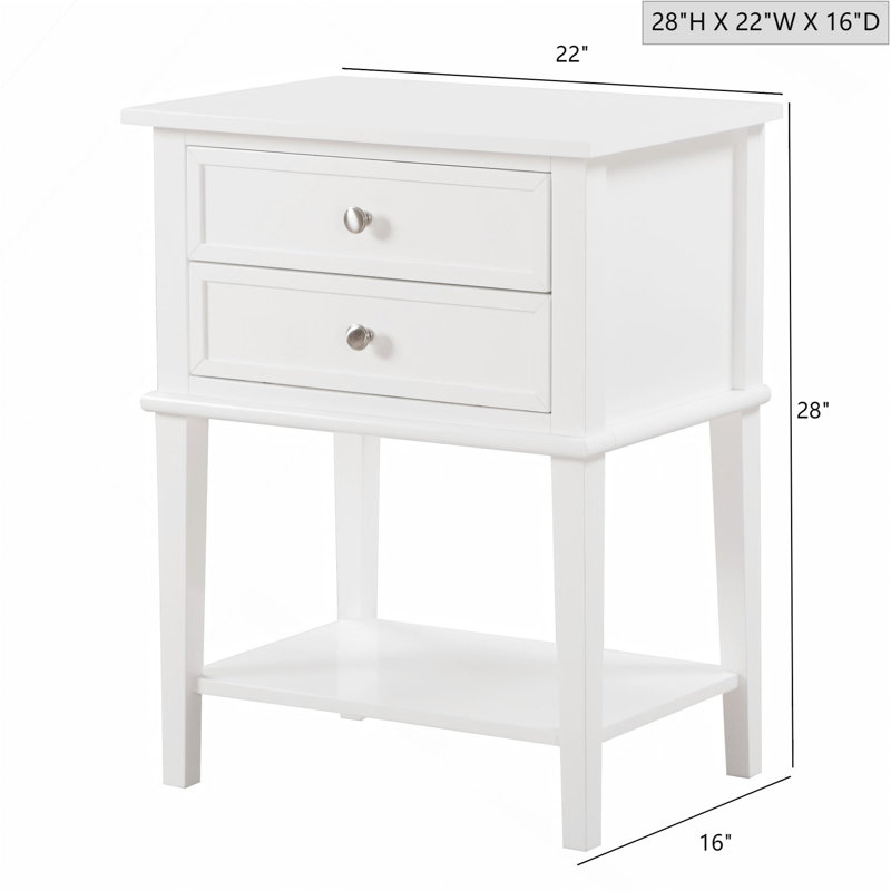 Élégante table de chevet champagne argentée, Blanc
