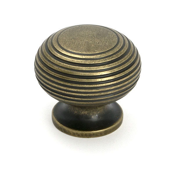 Beehive Cabinet Knob, 1.57" Knob Diameter, Burnished Brass