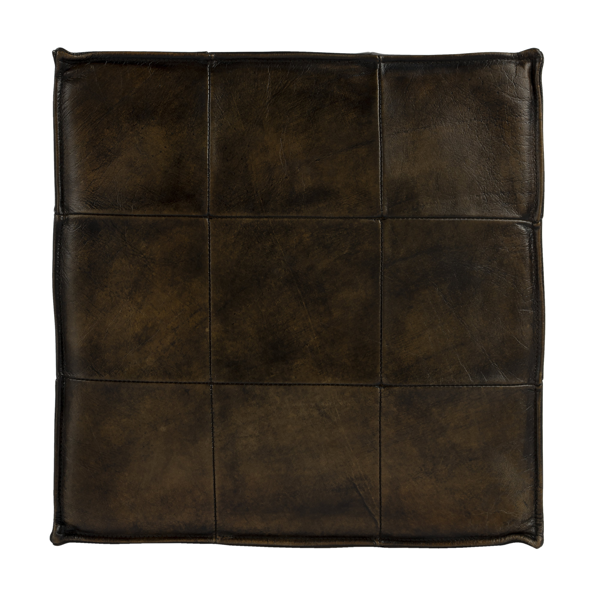 Catrice 18'' Wide Genuine Leather Square Patchwork Cube Ottoman