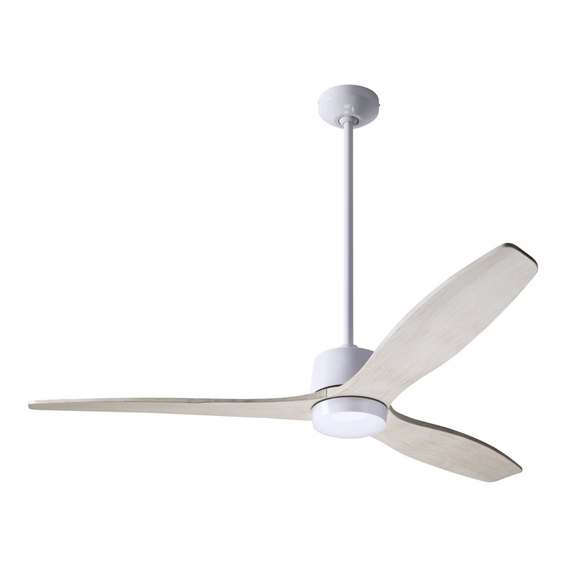 Arbor 54'' Ceiling Fan, Gloss White, Wall Control, Whitewash
