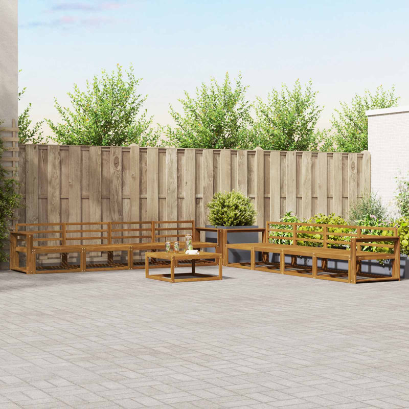337 cm W Solid Wood Patio Corner Sofa Set