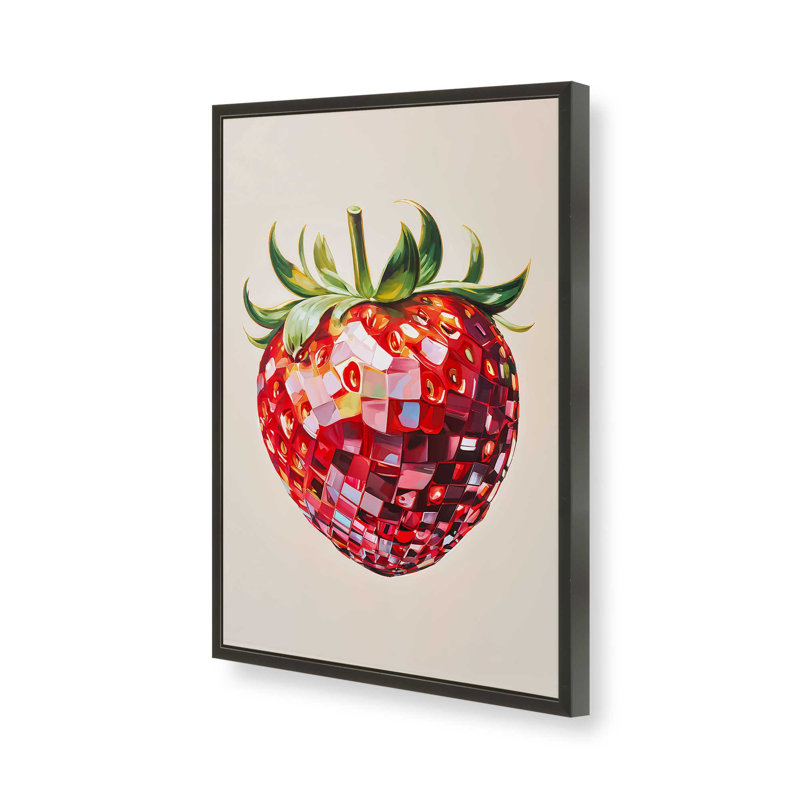 Disco Strawberry Print, 37" H x 25" W, Satin Black