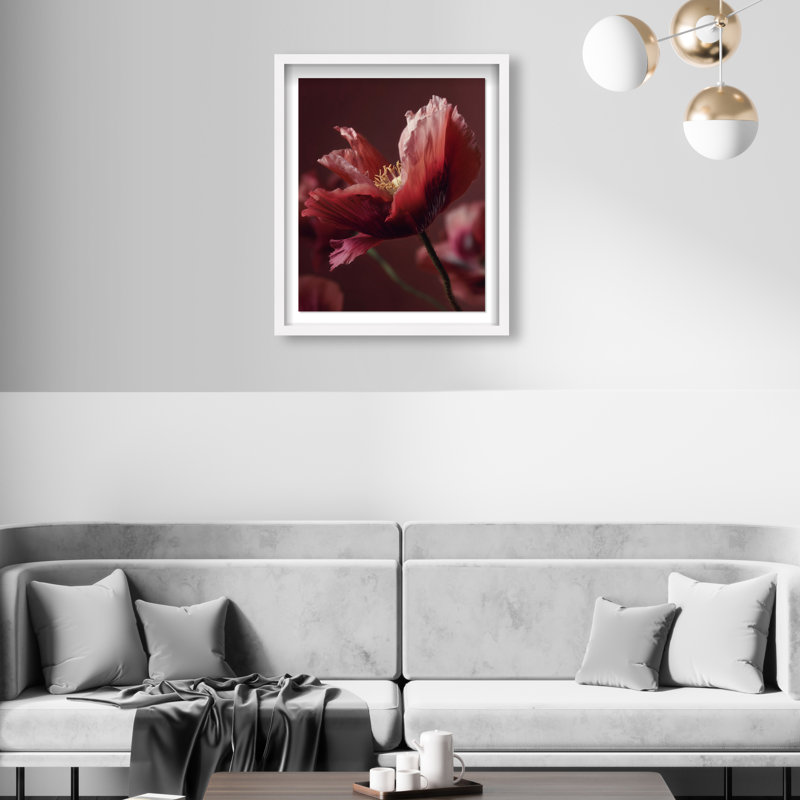 Merlot Blush Blossom II Framed Graphic Art, 25.5"H x 21.5"W, White Shadowbox