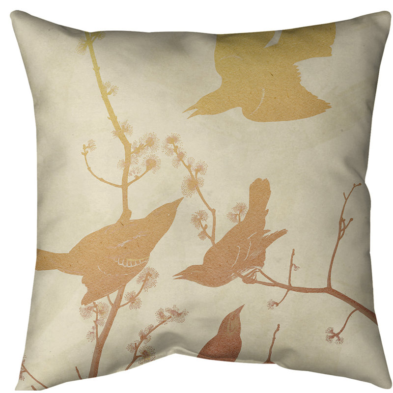 Coussin starling rouge à voilure rouge, Duvet synthétique, Jaune / dégradé orange, Polyester filé