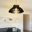 Lustre noir élégant, design scandinave, câble réglable | Structure en panneau de fibres à densité moyenne de 0,1 po d'épaisseur | Diamètre du capuchon: 21,3 po, longueur du capuchon: 11,8 po, hauteur totale: 25,6 po | Douille E27, 40 W maximum | Parfait pour les salles à manger et les espaces de vie modernes-1898836434-1962286198-1962286197