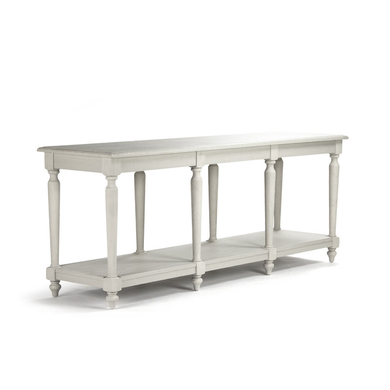 Antique White Rectangular Manufactured Wood Buffet Table with Glass Shelf