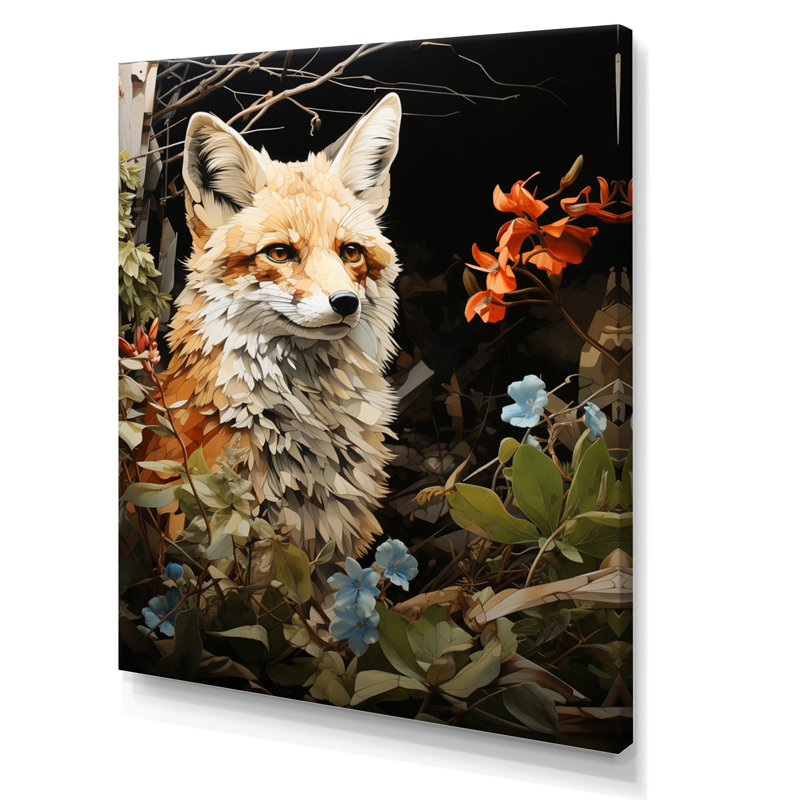 Fox Wilderness Guardian Pastorale I - Animaux, art mural, salon, Toile tendue, H 32 po x l 24 po x P 1 po