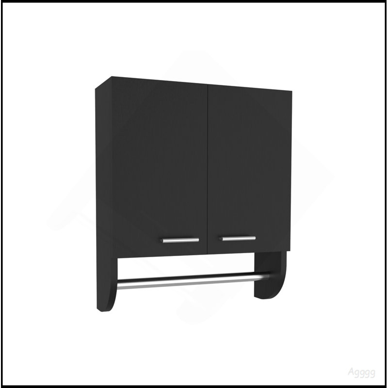 Medicine Cabinet 20.30" H, With 2 Shelves And 2 Doors, Black, Black