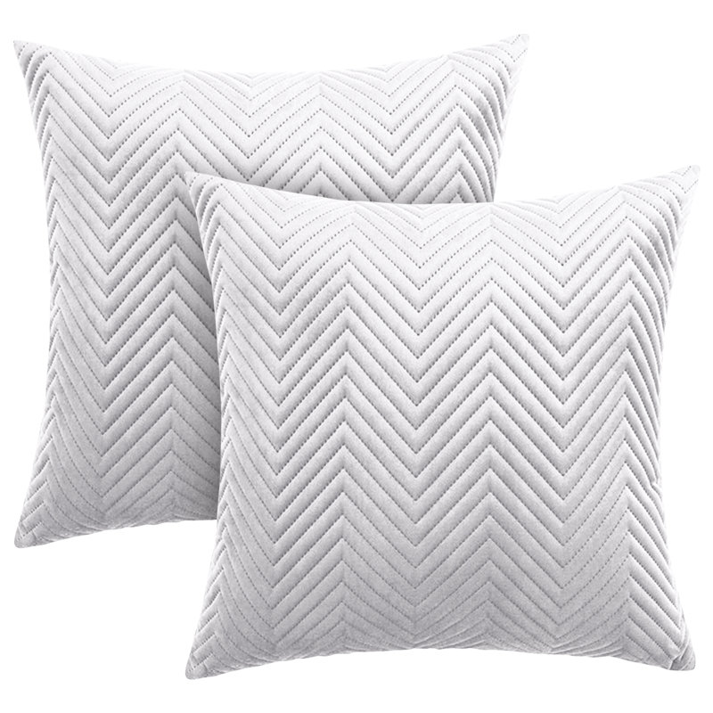 Aspire Homeware Embossed Square Velvet Cushion Cover, Silver, Pack of 2