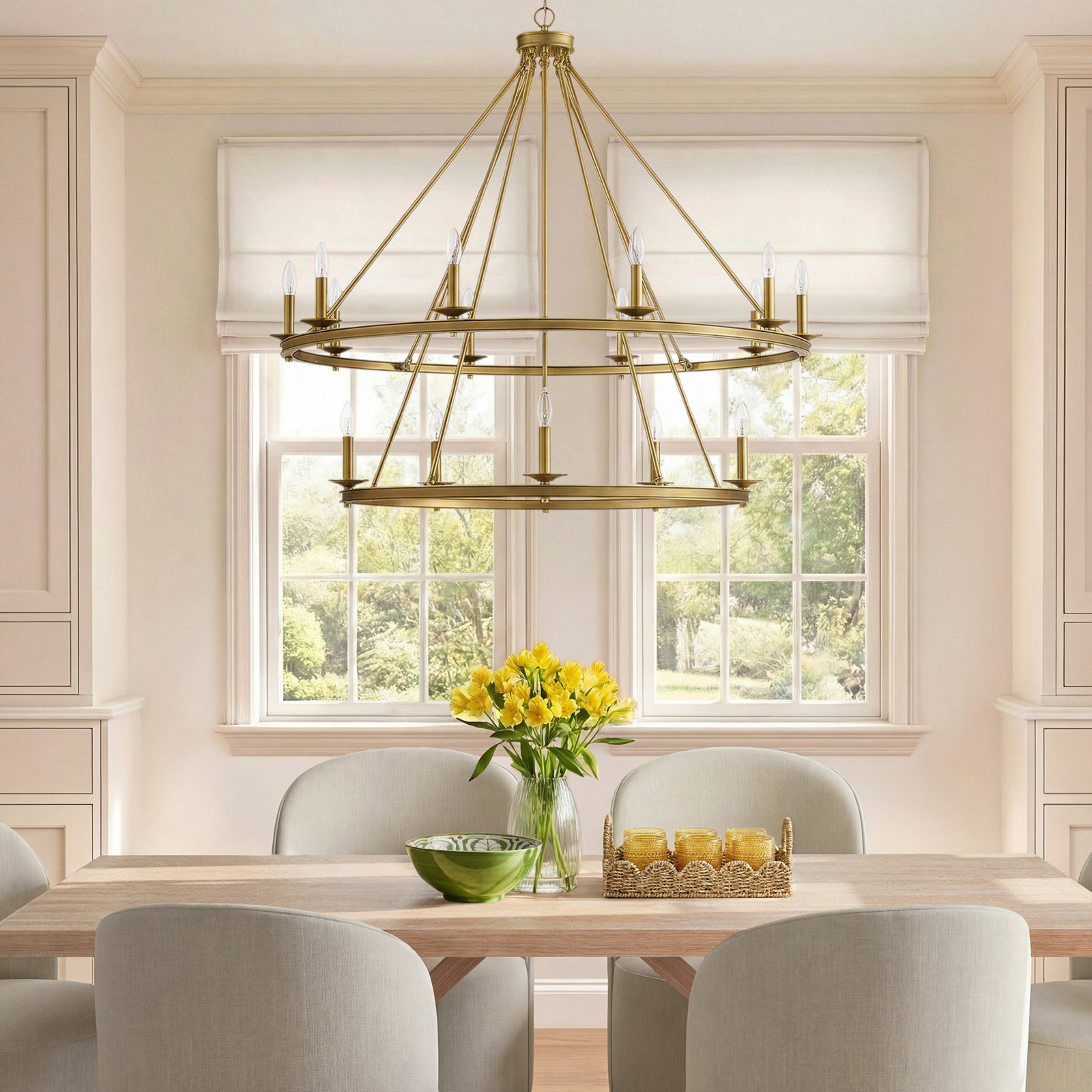 Poynor 15-Light Chandelier, Warm Brass