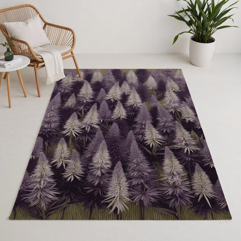 Tapis d'intérieur et d'extérieur mauve Botanical, Rectangle 9 pi x 12 pi
