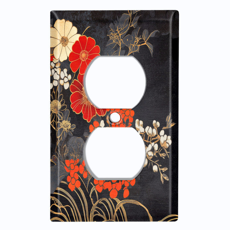 Couvercle de plaque d'interrupteur en métal; Recto-verso standard américain à 1 bande - motif floral botanique