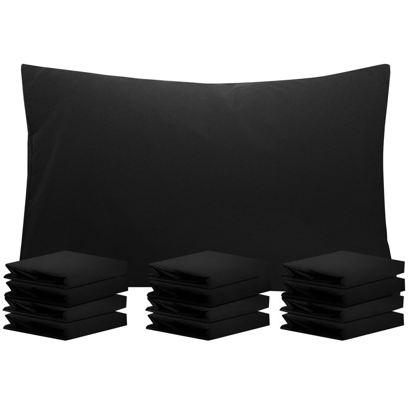  Housse de coussin en microfibre, Taies d'oreiller pour grand lit, Noir