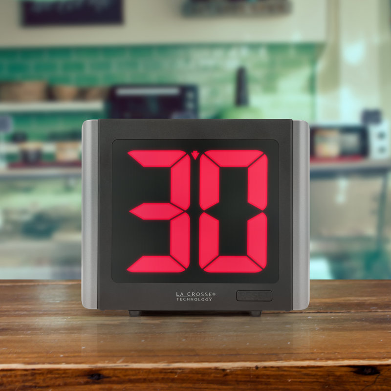La Crosse Black and Silver LED Countdown/Up Timer with Red Digits