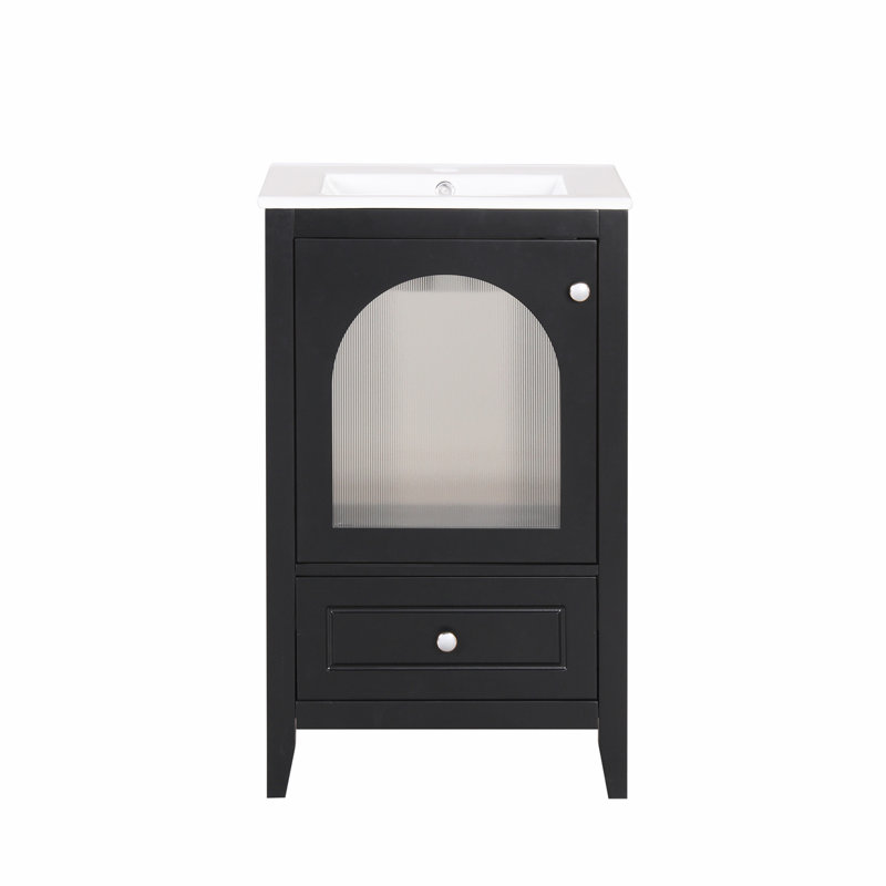 Meuble-lavabo de 20 po avec lavabo, Noir