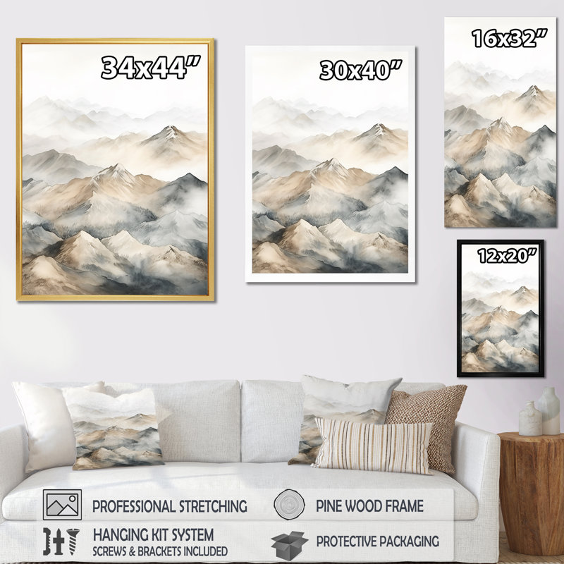" Mountain Silent Beauty III ", 44" H x 34" W x 1.5" D, Silver Single Picture Framed
