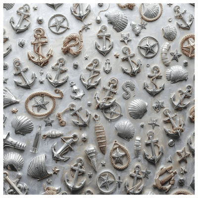 Nautical Anchors Shells Bath Mat