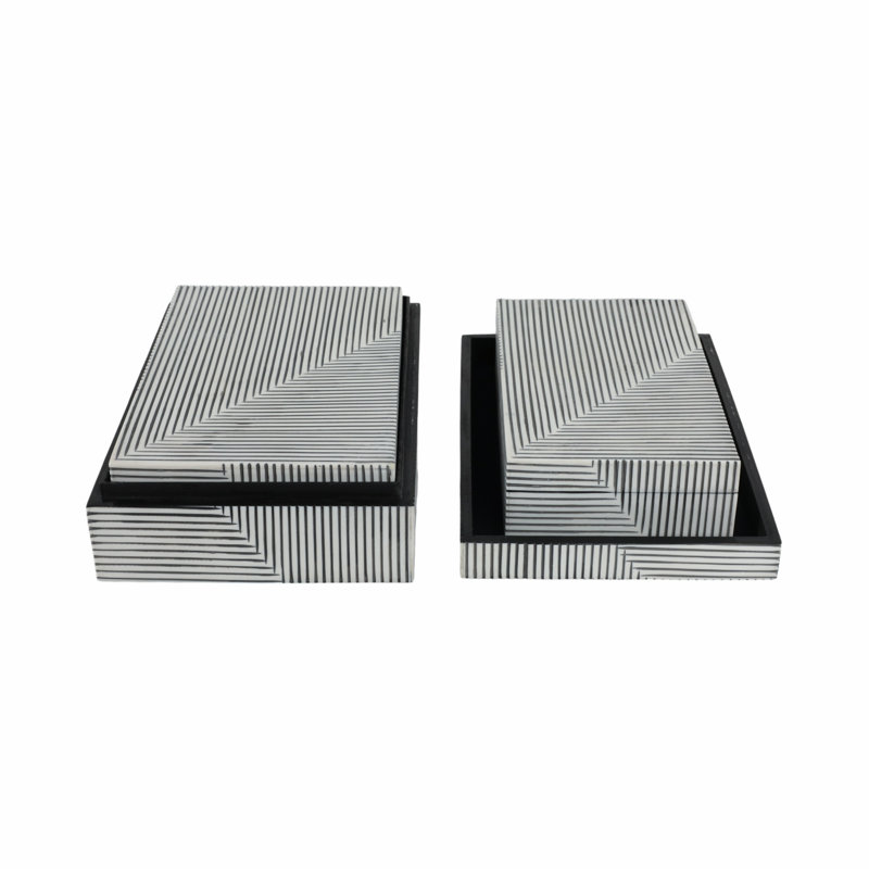 Resin Decorative Box, Black/White