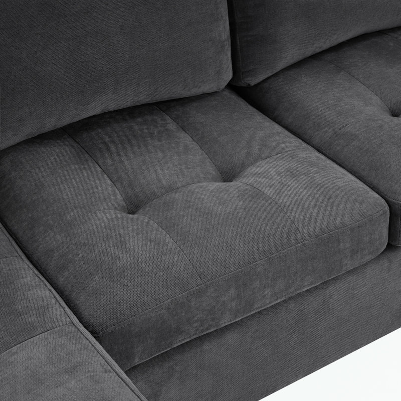 Canapé modulaire en forme de U avec porte-gobelets intégrés, espace de rangement et ports USB, Chenille grise foncée