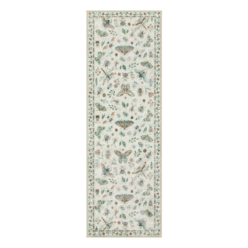  Insect Print Washable Rugs for Living Room Ultra-Thin Non-Slip Modern Bedroom Large Carpet, Tapis de couloir 2 pi x 6 pi