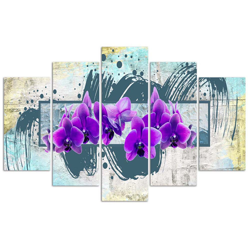 Orchid - 5 Piece No Frame Print on Canvas