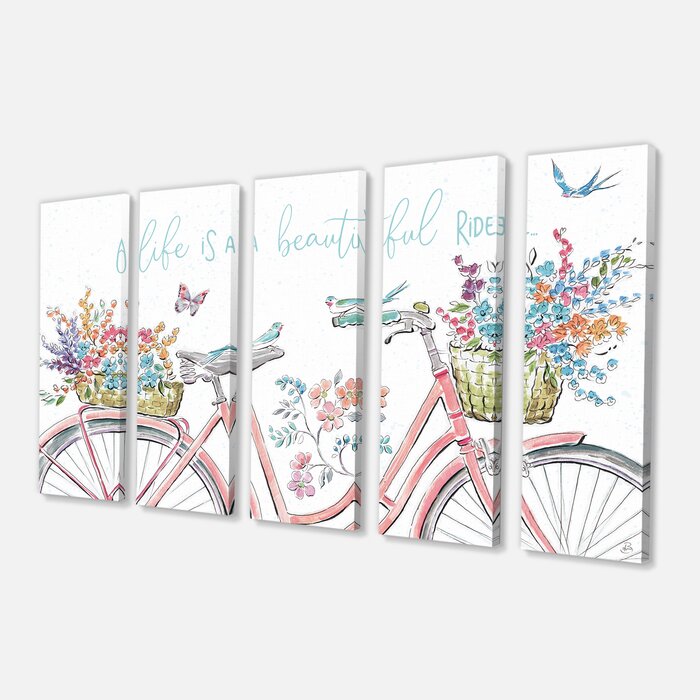 Bless international Spring Bike Bouquet On Canvas Painting | Wayfair