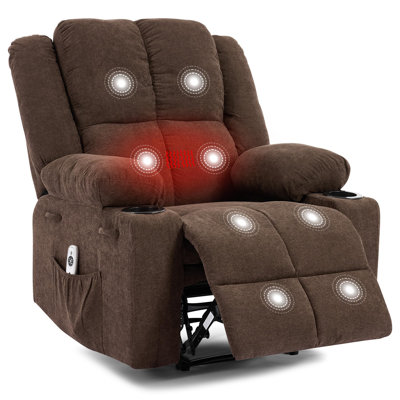 Breathable Linen Recliner Chair Massage Heating 155° Manual Pull Lever Home Theater