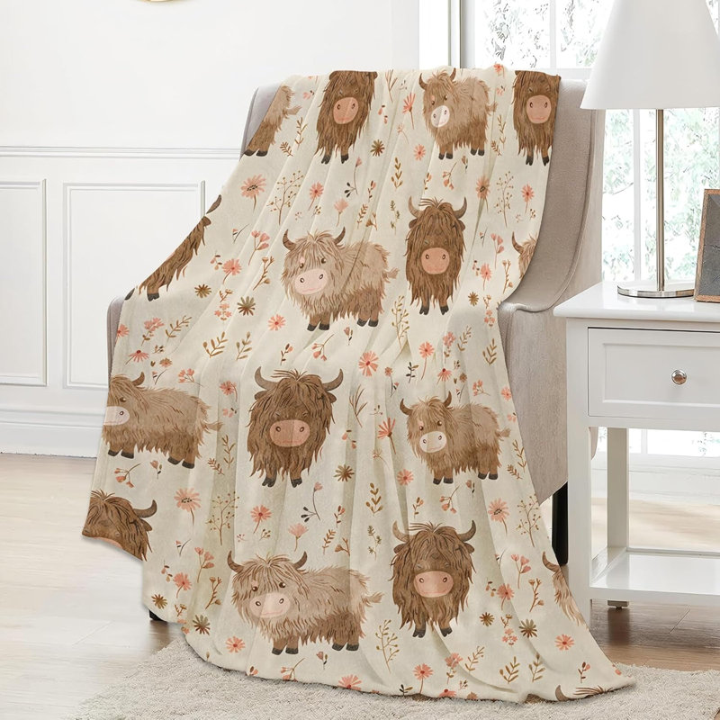 Cadeaux de couverture Highland Cow Meadow, L 40 po x l 30 po