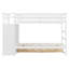 Lit superposé simple au-dessus de simple avec escalier et 2 tiroirs, lit superposé avec rangement pour enfants, blanc-132280944