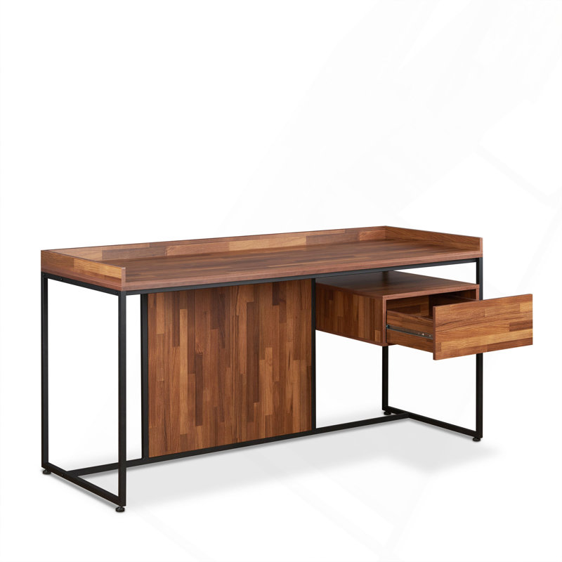 Walnut And Sandy Black 1-Drawer Writing Desk