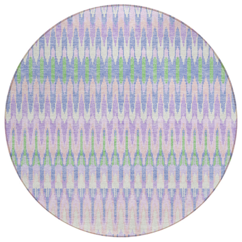 Malek Washable Abstract Indoor / Outdoor Rug, Round 8'