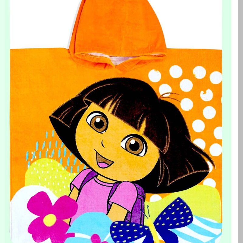 AdventureSplash Hooded Beach Towel - Soft & Fun Dora Design