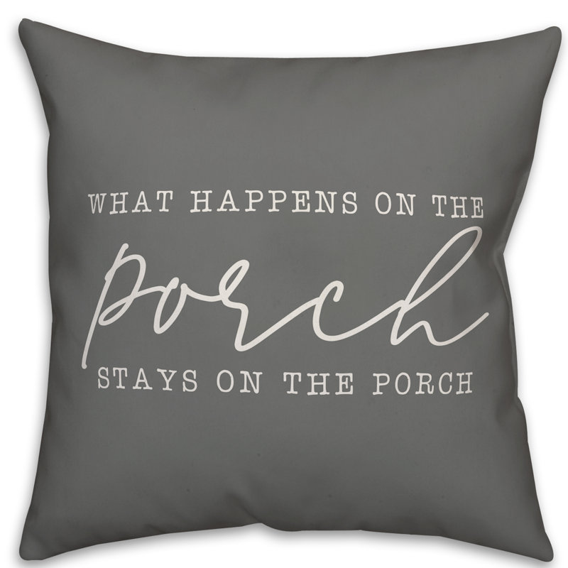 Textual Outdoor Throw Pillow, 18" x 18" , Gray/White