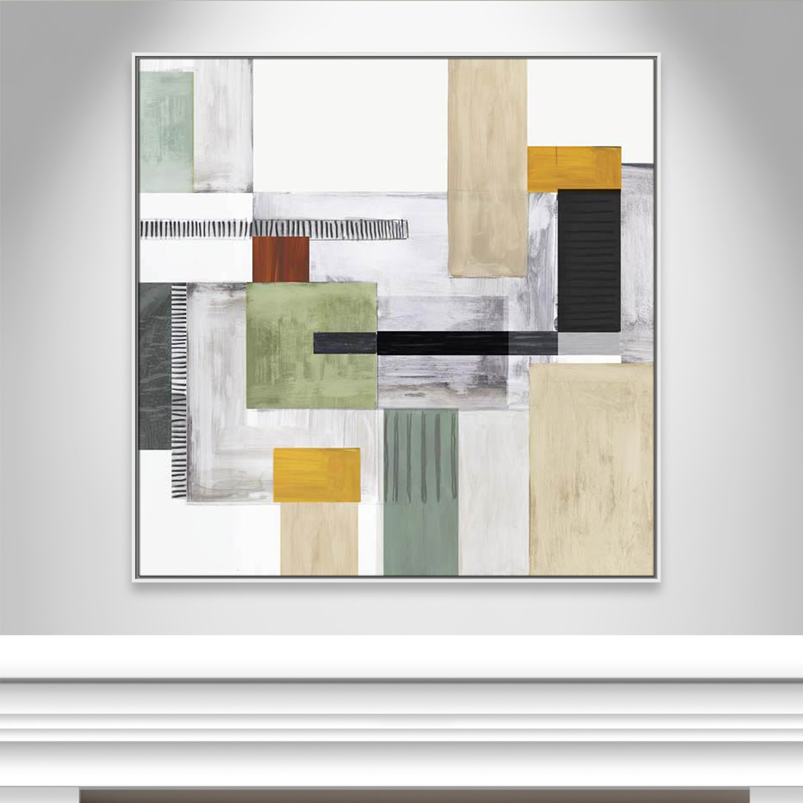 Playful Blocks Print, 46.5" H x 46.5" W x 2" D, White Floater Framed