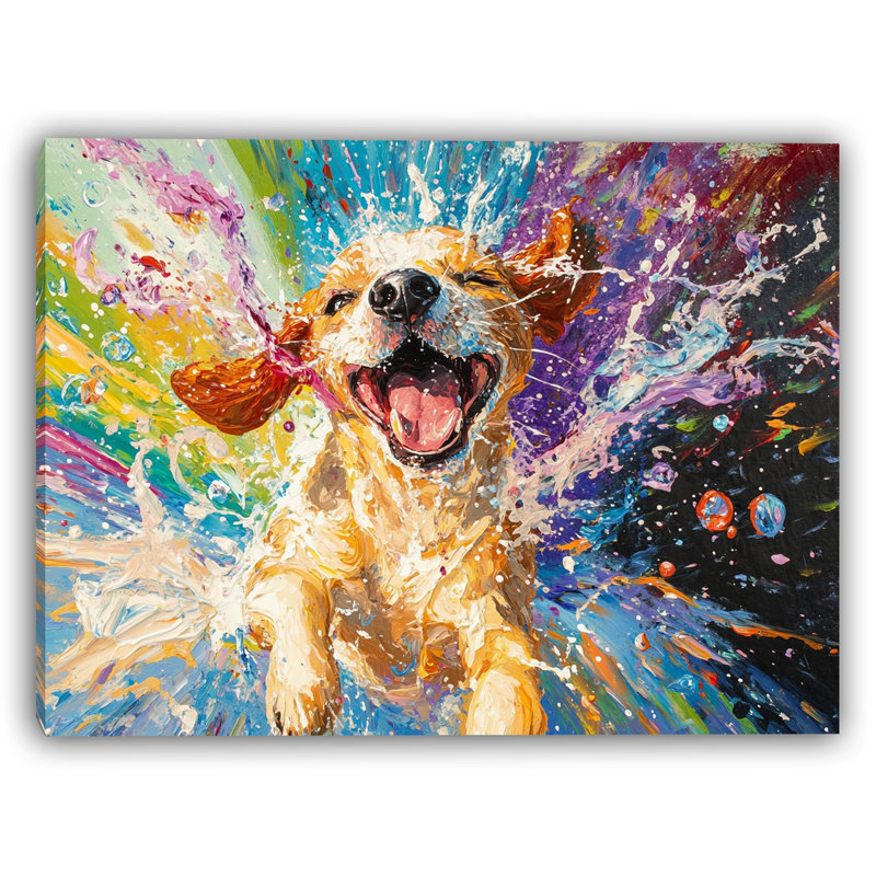 Lively Spray - Colourful Dog Shake Canvas Wall Art, 36" H x 48" W