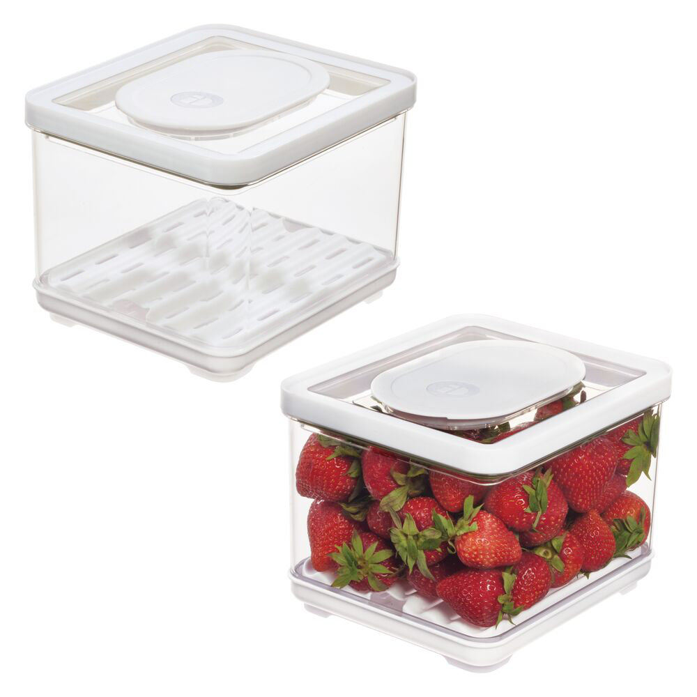 IDesign Small Fridge Bin With Removable Divider - Clear/Gray