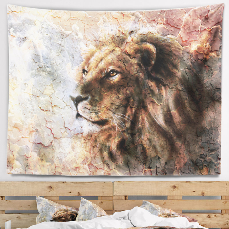 Tapisserie pacifique du lion Animal, H 32 po x l 39 po