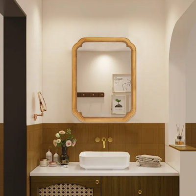 Armoire de rangement murale à miroir en bois 31,5 "X 23,82" avec tablettes de rangement
