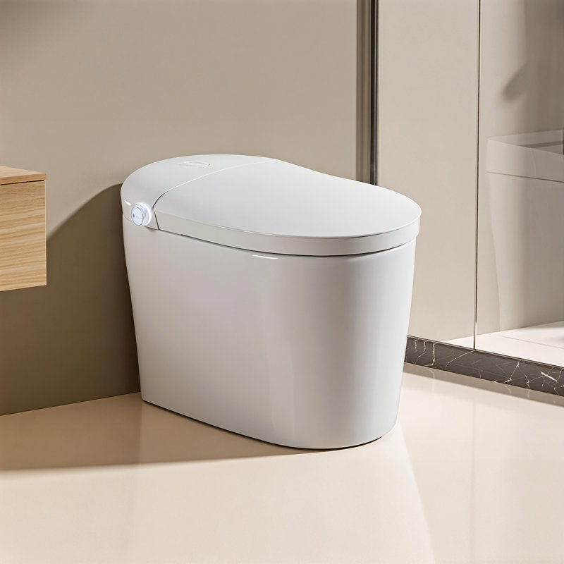 Toilette intelligente avec couvercle à ouverture automatique, siège chauffant, lavage à bulles, chasse d'eau automatique et télécommande