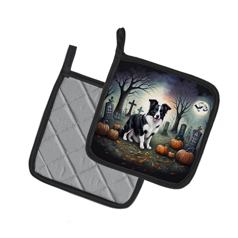 Paire de porte-casseroles Border Collie Spooky Halloween