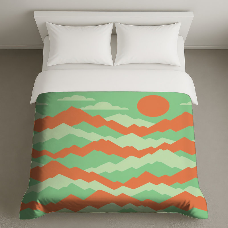 Housses de couette Green and Orange Mountains, Twin