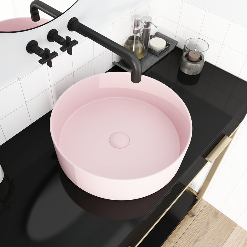 Lavabo vasque de salle de bain en céramique Pink Art, Pink