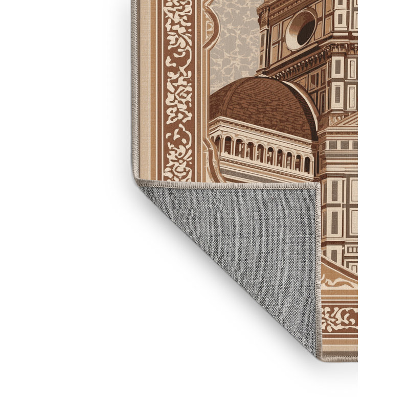 Machine Washable Parez Florence Duomo Classic Oriental Rug in Brown – Beige Binding, 7x10