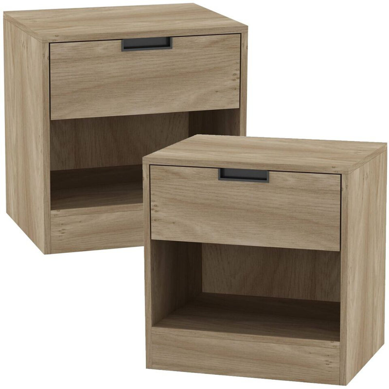 Skylir 45cm W Metal Bedside Table, Natural