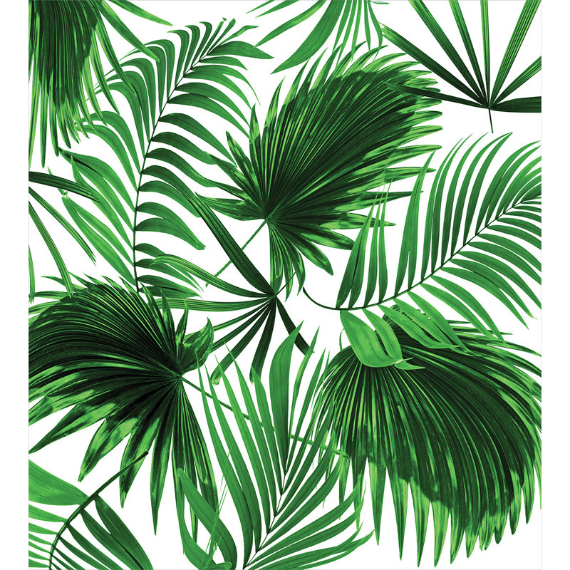 Twin Green Palm Leaf Microfiber Duvet Cover Set