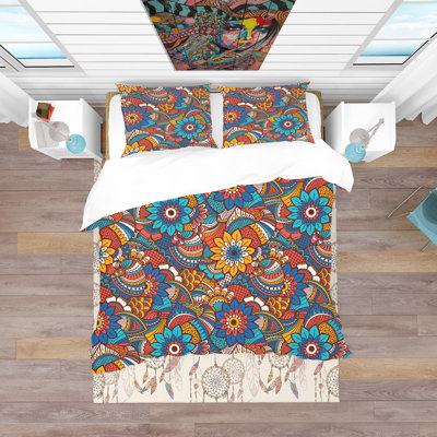 Ensemble de housse de couette traditionnelle en microfibre bleue
